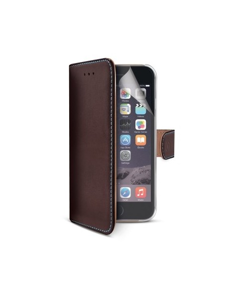Celly PELLEIPH6PBR custodia per cellulare 14 cm (5.5") Custodia a borsellino Marrone