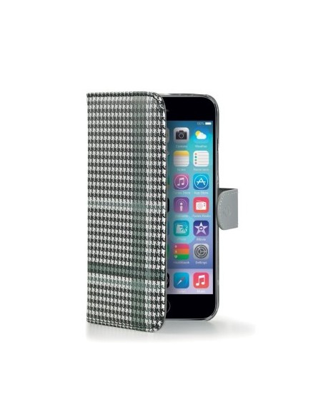 Celly PDPAGEIPH6BK custodia per cellulare Custodia a libro Nero, Bianco