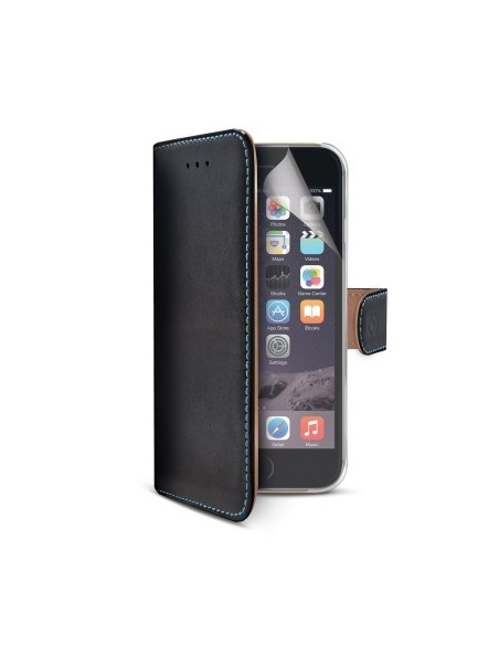 Celly PELLEIPH6PBK custodia per cellulare 14 cm (5.5") Custodia a borsellino Nero