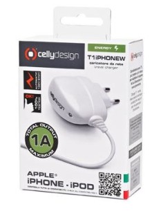 Celly T1IPHONEW Caricabatterie per dispositivi mobili Telefono cellulare Bianco AC Interno 2