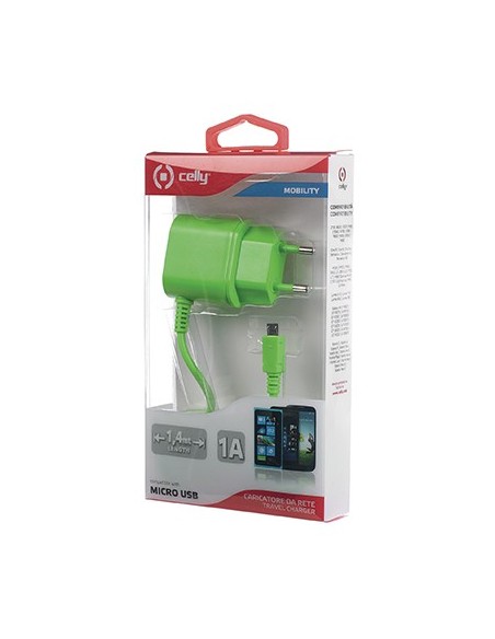 Celly TCMICROG Caricabatterie per dispositivi mobili Telefono cellulare Verde AC Interno