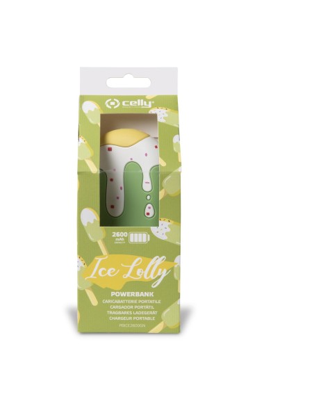 Celly Ice Lolly Ioni di Litio 2600 mAh Verde, Bianco, Giallo