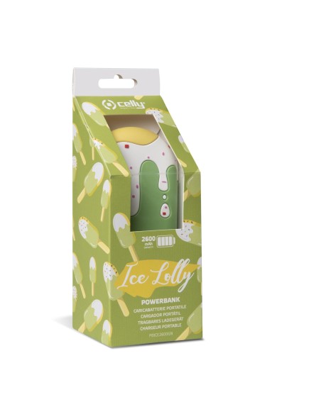 Celly Ice Lolly Ioni di Litio 2600 mAh Verde, Bianco, Giallo