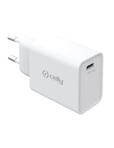 Celly TC1USBC18WWH Caricabatterie per dispositivi mobili Smartphone, Orologio intelligente, Tablet Bianco AC Interno