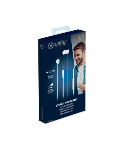 Celly UP1000 Auricolare Cablato In-ear Musica e Chiamate Argento