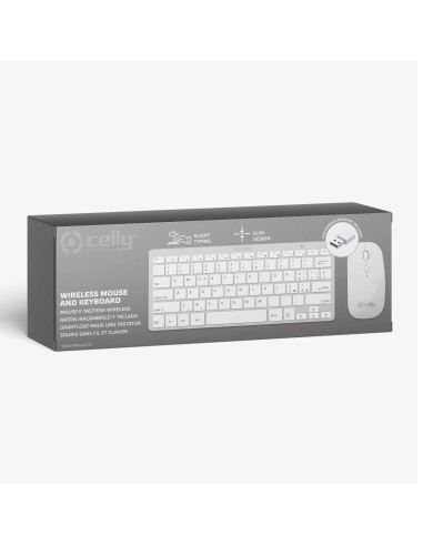 Celly SWKEYBMOUSE tastiera Mouse incluso Universale RF Wireless QWERTY Inglese Argento