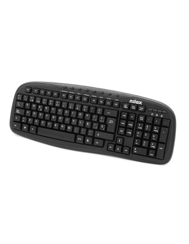 Nilox TECLADO MULTIMEDIA USB ESPANOL tastiera Mouse incluso Universale QWERTY Spagnolo Nero