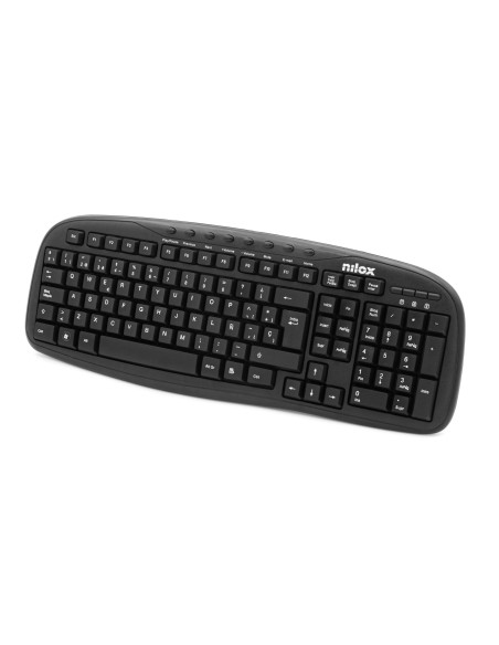 Nilox TECLADO MULTIMEDIA USB ESPANOL tastiera Mouse incluso Universale QWERTY Spagnolo Nero
