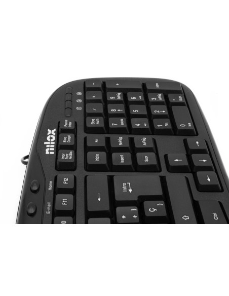 Nilox TECLADO MULTIMEDIA USB ESPANOL tastiera Mouse incluso Universale QWERTY Spagnolo Nero