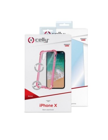 Celly Armor custodia per cellulare 14,7 cm (5.8") Cover Rosa, Trasparente