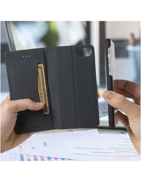 Celly GHOSTWALLY800BK custodia per cellulare 11,9 cm (4.7") Custodia a libro Nero