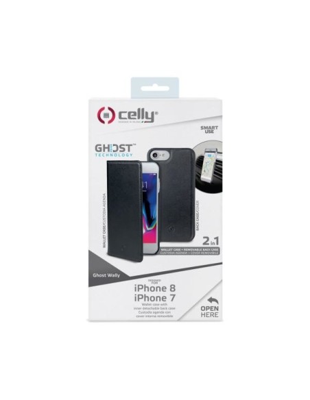 Celly GHOSTWALLY800BK custodia per cellulare 11,9 cm (4.7") Custodia a libro Nero