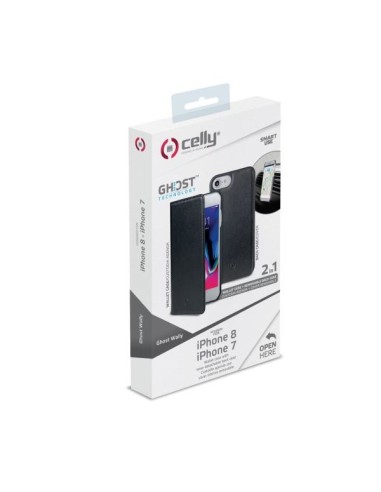 Celly GHOSTWALLY800BK custodia per cellulare 11,9 cm (4.7") Custodia a libro Nero