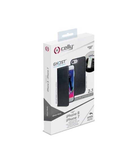 Celly GHOSTWALLY800BK custodia per cellulare 11,9 cm (4.7") Custodia a libro Nero