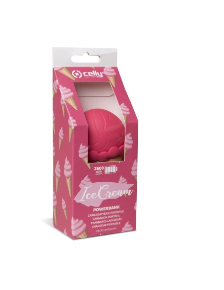 Celly Ice Cream Ioni di Litio 2600 mAh Marrone, Rosa