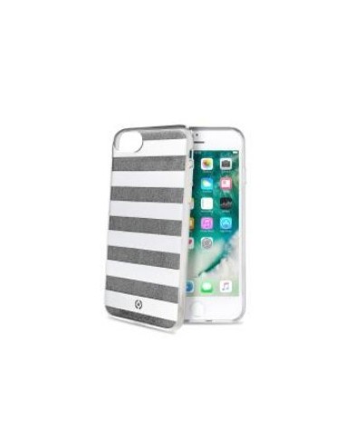 Celly STRIPES800BK custodia per cellulare 11,9 cm (4.7") Cover a guscio Nero, Bianco