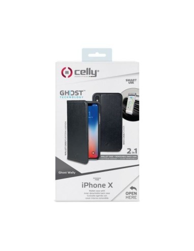 Celly GHOSTWALLY900BK custodia per cellulare 14,9 cm (5.85") Custodia a libro Nero