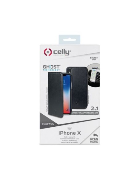 Celly GHOSTWALLY900BK custodia per cellulare 14,9 cm (5.85") Custodia a libro Nero
