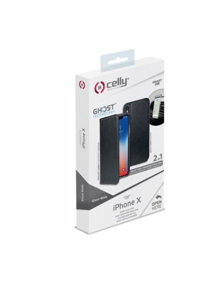 Celly GHOSTWALLY900BK custodia per cellulare 14,9 cm (5.85") Custodia a libro Nero