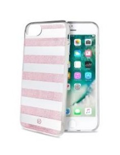 Celly STRIPES800PK custodia per cellulare 11,9 cm (4.7") Cover a guscio Rosa, Bianco