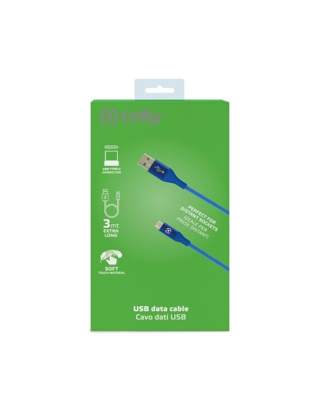 Celly USBTYPECCOL3MBL cavo USB 3 m USB A USB C Blu