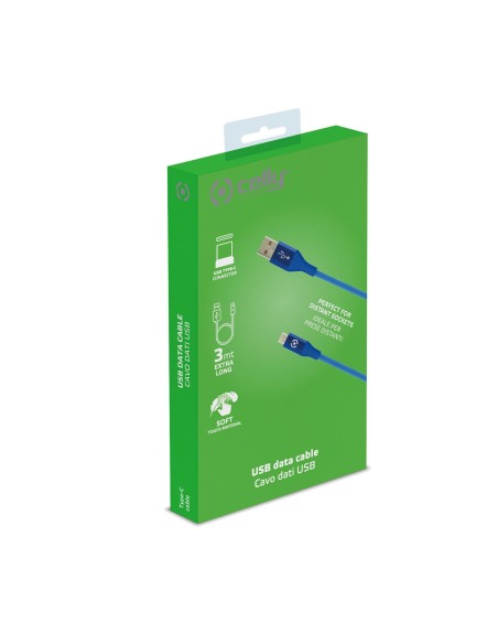 Celly USBTYPECCOL3MBL cavo USB 3 m USB A USB C Blu