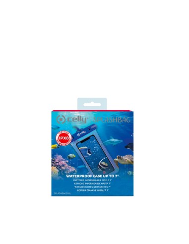 Celly SPLASHBAG21BL astuccio impermeabile Blu, Trasparente