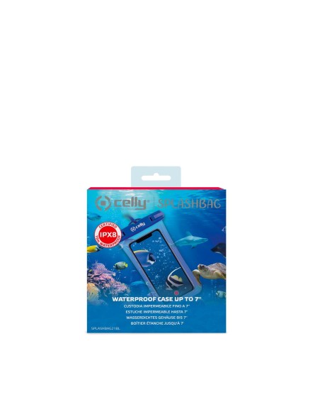 Celly SPLASHBAG21BL astuccio impermeabile Blu, Trasparente