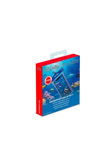 Celly SPLASHBAG21BL astuccio impermeabile Blu, Trasparente