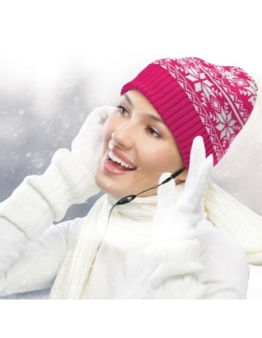 Celly CAPW01P berretto con cuffie integrate Cablato Rosa, Bianco