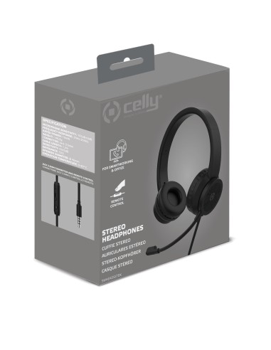 Celly SWHeadset Auricolare Cablato A Padiglione Musica e Chiamate Nero