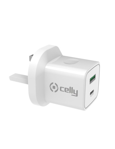 Celly TC2USBUSBC20WUK Caricabatterie per dispositivi mobili Smartphone, Orologio intelligente, Tablet Bianco AC Interno