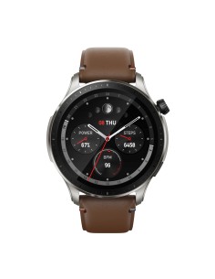 Amazfit GTR 4 Vintage Brown Leather 3,63 cm (1.43") AMOLED 46 mm Digitale 466 x 466 Pixel Touch screen Marrone GPS (satellitare)