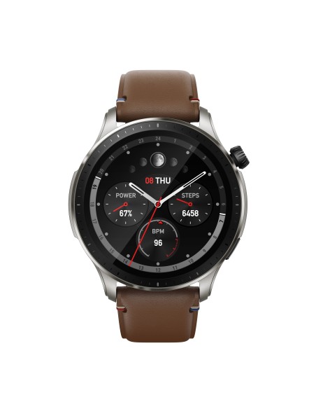 Amazfit GTR 4 Vintage Brown Leather 3,63 cm (1.43") AMOLED 46 mm Digitale 466 x 466 Pixel Touch screen Marrone GPS (satellitare)