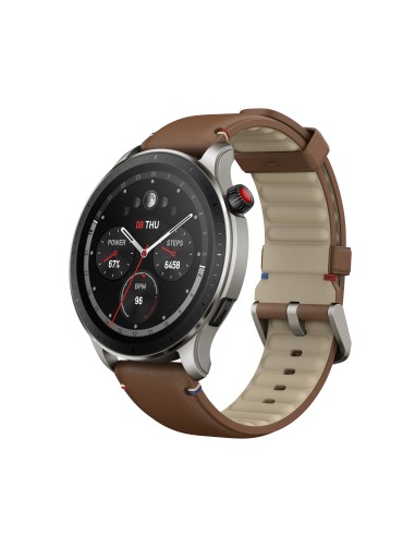 Amazfit GTR 4 Vintage Brown Leather 3,63 cm (1.43") AMOLED 46 mm Digitale 466 x 466 Pixel Touch screen Marrone GPS (satellitare)