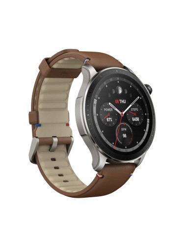 Amazfit GTR 4 Vintage Brown Leather 3,63 cm (1.43") AMOLED 46 mm Digitale 466 x 466 Pixel Touch screen Marrone GPS (satellitare)