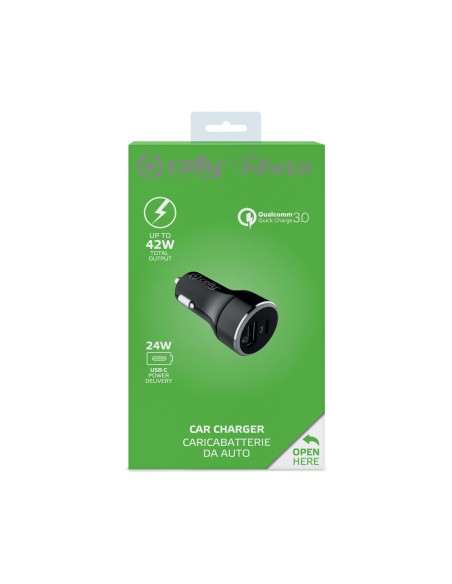 Celly CCUSBCQC30BK Caricabatterie per dispositivi mobili Nero USB Ricarica rapida Auto