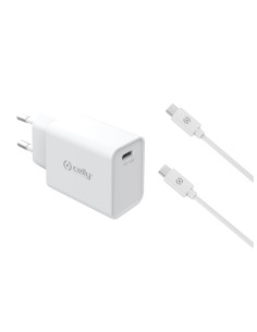 Celly TC1C18WTYPECWH Caricabatterie per dispositivi mobili Smartphone, Orologio intelligente, Tablet Bianco AC Interno
