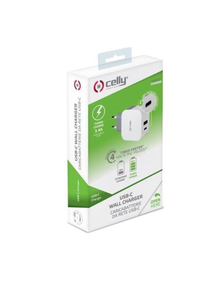 Celly TCTYPECUSBWH Caricabatterie per dispositivi mobili Universale Bianco AC Interno