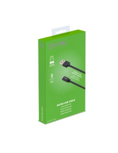 Celly USBMICRO3MBK cavo USB 3 m USB A Micro-USB B Nero