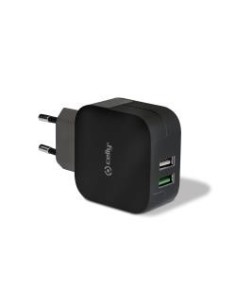 Celly TC2USBTURBOBK Caricabatterie per dispositivi mobili Smartphone, Tablet Nero AC Interno