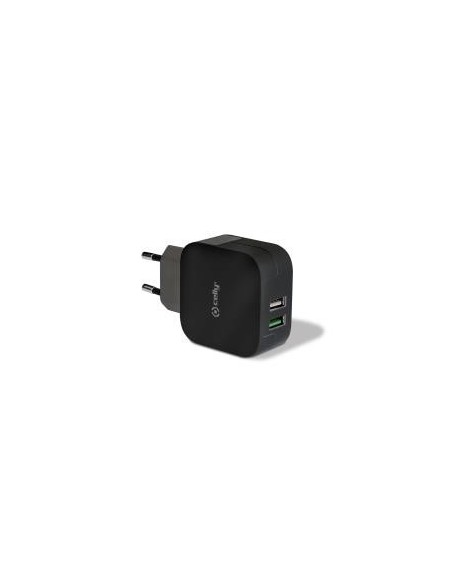 Celly TC2USBTURBOBK Caricabatterie per dispositivi mobili Smartphone, Tablet Nero AC Interno