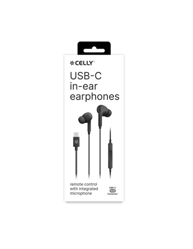 Celly UP1200TYPECBK cuffia e auricolare Cablato In-ear Musica e Chiamate USB tipo-C Nero