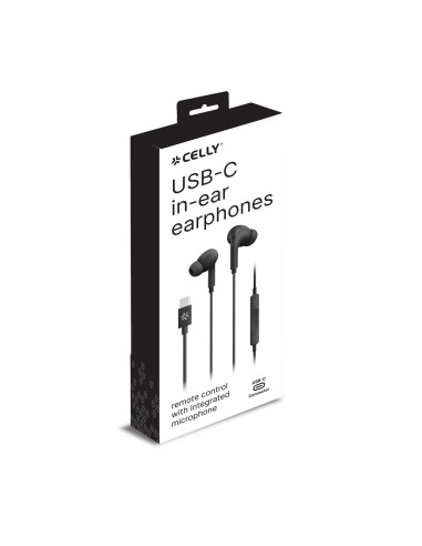 Celly UP1200TYPECBK cuffia e auricolare Cablato In-ear Musica e Chiamate USB tipo-C Nero