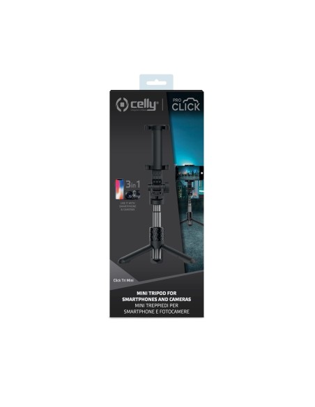 Celly CLICKTRIMINIBK treppiede Smartphone fotocamera di azione 3 gamba gambe Nero