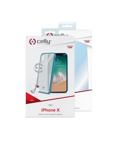 Celly Laser Matt custodia per cellulare 14,7 cm (5.8") Cover Blu, Trasparente