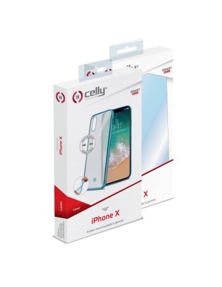 Celly Laser Matt custodia per cellulare 14,7 cm (5.8") Cover Blu, Trasparente