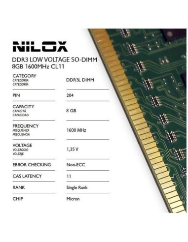 Nilox NXS8L1600M1C11 memoria 8 GB 1 x 8 GB DDR3L