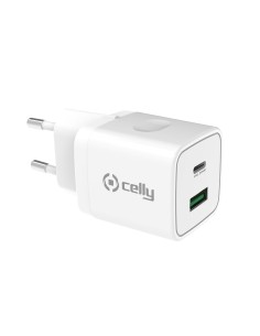 Celly TC2USBUSBC20WWH Caricabatterie per dispositivi mobili Smartphone, Orologio intelligente, Tablet Bianco AC Interno