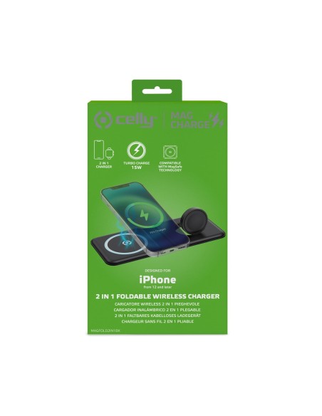 Celly MAGFOLD2IN1 Smartphone, Orologio intelligente Nero USB Carica wireless Interno